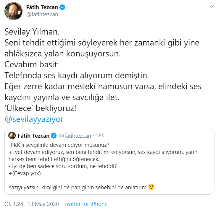 Fatih Tezcan'ın kendisini tehdit ettiğini söyleyen Sevilay Yılman'a cevap geldi - Resim : 2