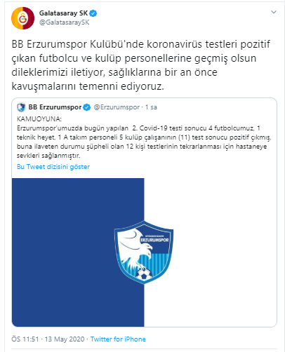 Fenerbahçe, Galatasaray ve Beşiktaş'tan Erzurumspor'a geçmiş olsun mesajı - Resim : 4