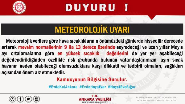 Ankara Valiliği'nden 'sıcak hava' uyarısı - Resim : 1
