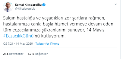 Kılıçdaroğlu'ndan Eczacılar Günü mesajı - Resim : 1