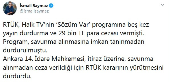 Halk TV'ye verilen 5 kez yayın durdurma cezasına mahkeme 'dur' dedi! - Resim : 1
