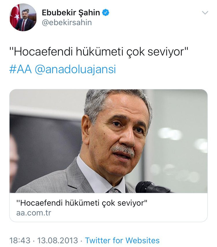 RTÜK Başkanı Ebubekir Şahin'in FETÖ paylaşımı ortaya çıktı: 'Hocaefendi hükümeti çok seviyor' - Resim : 1