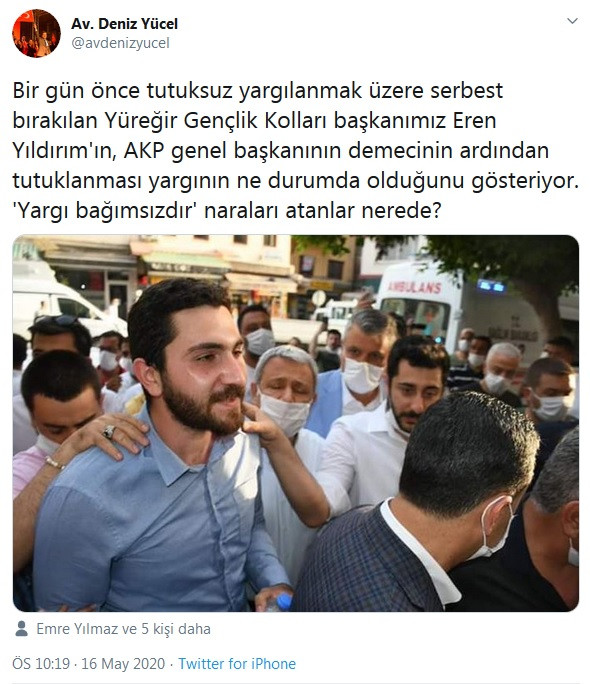 CHP İzmir İl Başkanı Deniz Yücel'den 'Eren Yıldırım' tepkisi: 'Yargı bağımsızdır' naraları atanlar nerede? - Resim : 1