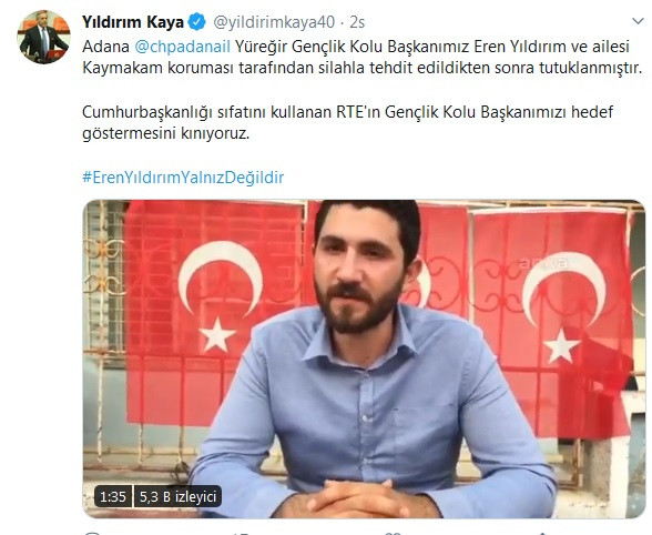 CHP'li Yıldırım Kaya'dan Eren Yıldırım tepkisi - Resim : 1