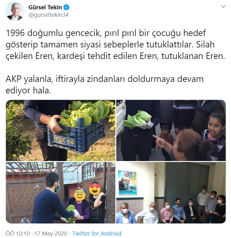 Gürsel Tekin'den, CHP'li Eren Yıldırım'ın tutuklanmasına tepki: AKP, iftirayla zindanları doldurmaya devam ediyor - Resim : 1