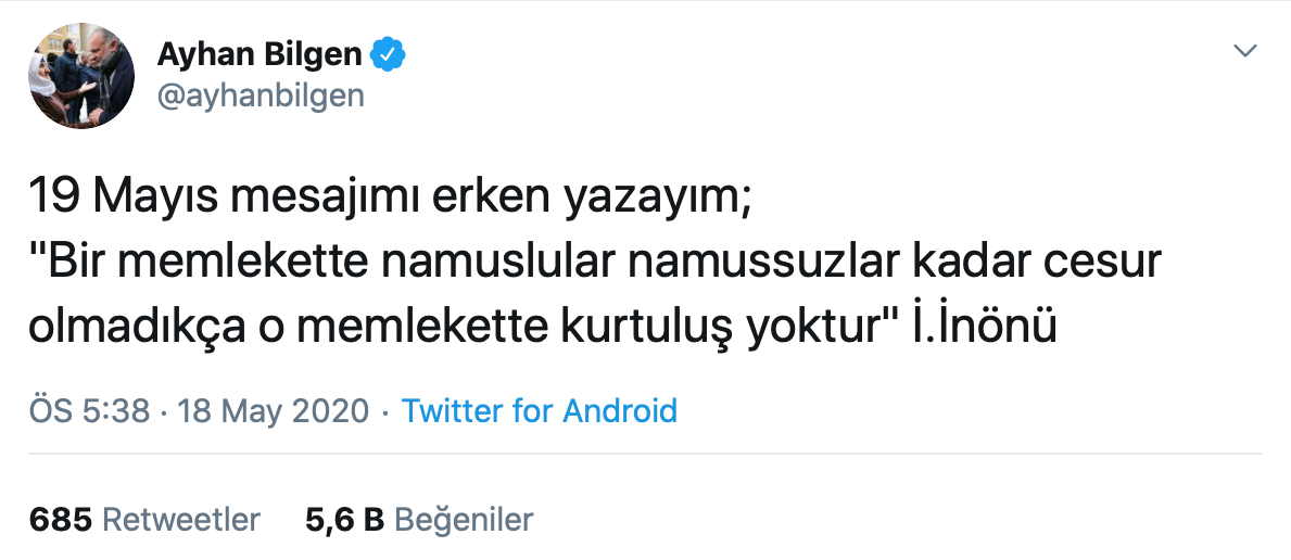 HDP'li Bilgen'den, İsmet İnönü'nün sözleriyle 19 Mayıs mesajı - Resim : 1
