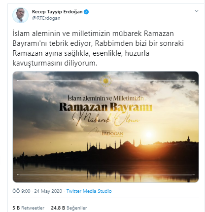 Erdoğan'dan Ramazan Bayramı paylaşımı - Resim : 1
