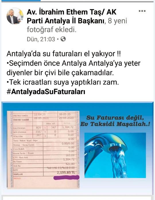Antalya'da CHP'den AKP'ye 'su zammı' yanıtı: Suya zam yok, atma İbrahim! - Resim : 1