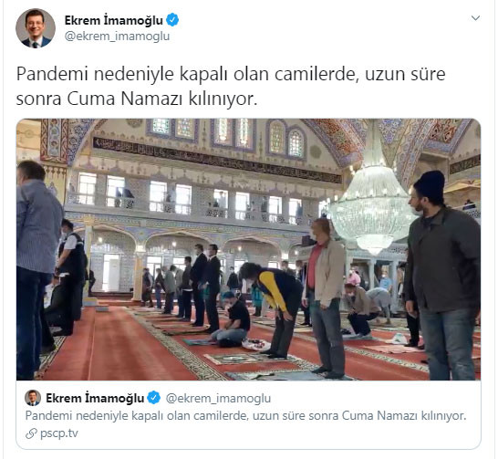 74 gün sonra İstanbul'da ilk cuma namazı! İmamoğlu da saf tuttu - Resim : 1