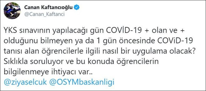 CHP’li Kaftancıoğlu’ndan Milli Eğitim Bakanı’na YKS sorusu - Resim : 1