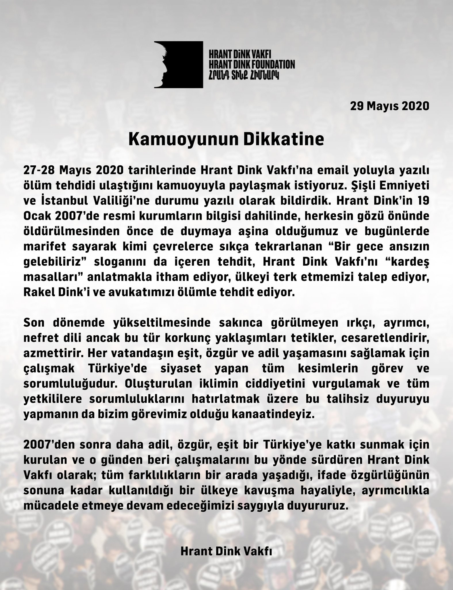 Hrant Dink Vakfı: Ölüm tehdidi alıyoruz - Resim : 1