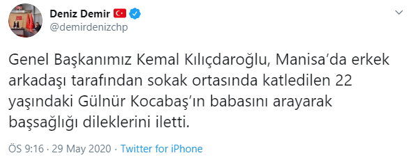 Kılıçdaroğlu, erkek arkadaşı tarafından katledilen Gülnur Kocabaş'ın ailesini aradı - Resim : 1