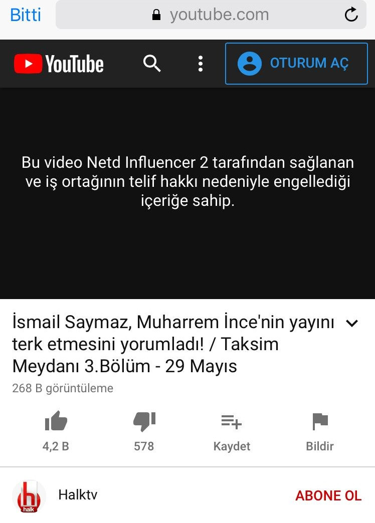 YouTube'tan Halk TV'ye Muharrem İnce sansürü! - Resim : 1