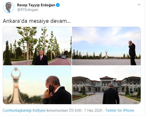 Erdoğan'dan 'Ankara'da mesaiye devam' paylaşımı - Resim : 1