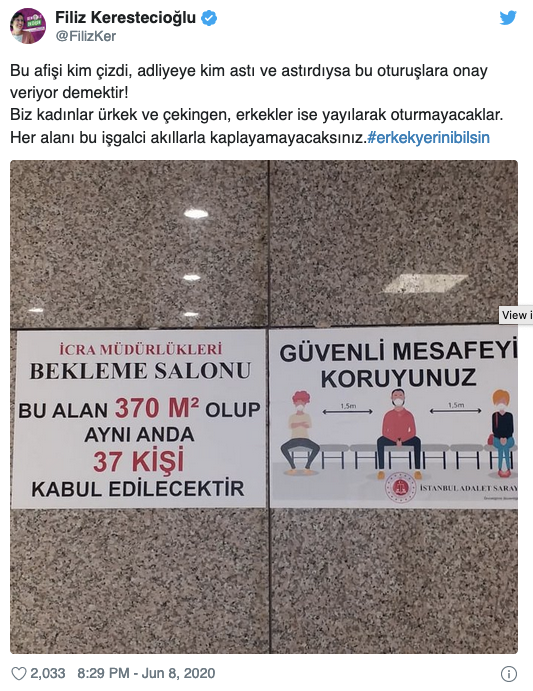 İstanbul Adalet Sarayı'nda cinsiyetçi sosyal mesafe uyarıları - Resim : 2