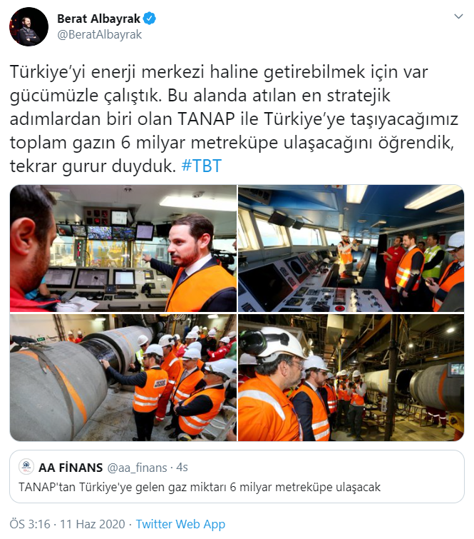 Albayrak: TANAP ile Türkiye'ye taşınacak toplam gaz 6 milyar metreküpe ulaşacak - Resim : 1
