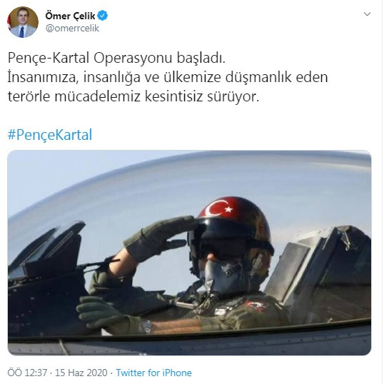 AKP Sözcüsü Ömer Çelik'ten 'Pençe - Kartal Operasyonu' paylaşımı - Resim : 1