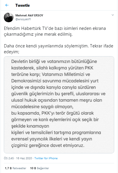 Habertürk TV'de HDP'lilerin ekrana çıkartılmaması hakkında Mehmet Akif Ersoy'dan açıklama - Resim : 3
