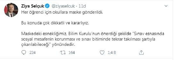 Bakan Ziya Selçuk'tan kritik 'sınavda maske' açıklaması - Resim : 1