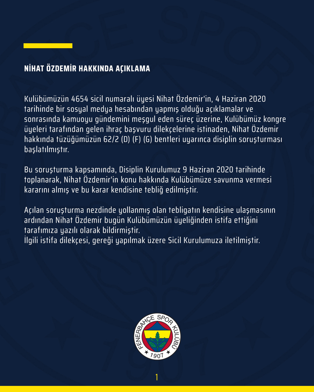 Fenerbahçe'den Nihat Özdemir'in istifası hakkında sert açıklama - Resim : 2