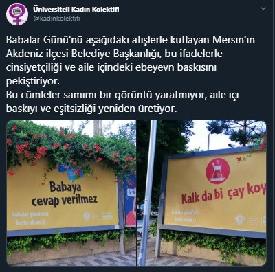 Akdeniz Belediyesi'nden cinsiyetçi babalar günü afişi! - Resim : 1