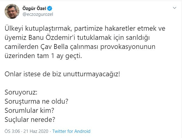 CHP provokasyonun peşini bırakmıyor: Çav Bella’nın sorumluları nerede? - Resim : 2