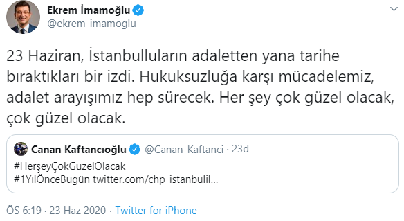 Ekrem İmamoğlu'ndan 'Canan Kaftancıoğlu' paylaşımı: 'Mücadelemiz sürecek' - Resim : 1