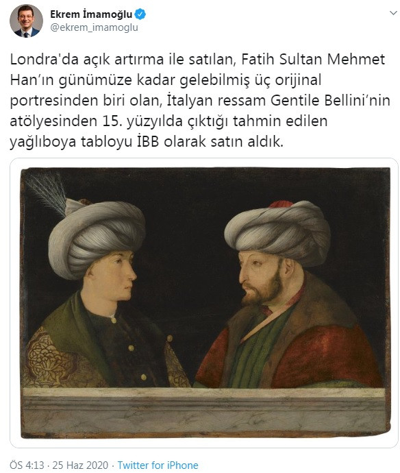 İBB'nin aldığı Fatih Sultan Mehmet portresinin akıbetinin ne olacağı açıklandı - Resim : 2