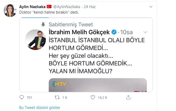 Melih Gökçek'in hortum tweetine Aylin Nazlıaka'dan çarpıcı yanıt - Resim : 1