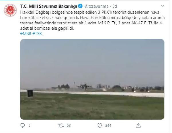 MSB: Hakkari'de 3 PKK'lı terörist etkisiz hale getirildi - Resim : 1