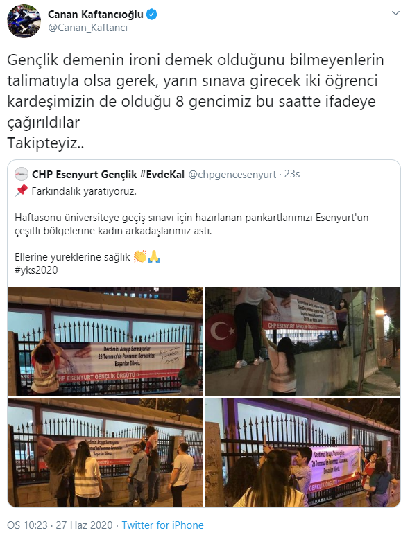 Yarın sınava gireceklerdi! CHP Gençlik Kolları üyeleri YKS pankartı nedeniyle sorguya çağrıldı - Resim : 1