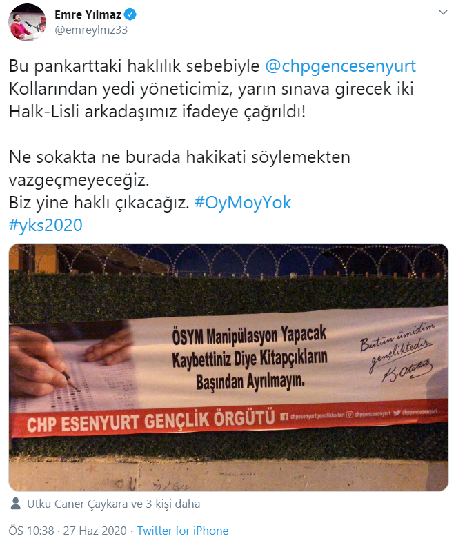 Yarın sınava gireceklerdi! CHP Gençlik Kolları üyeleri YKS pankartı nedeniyle sorguya çağrıldı - Resim : 2