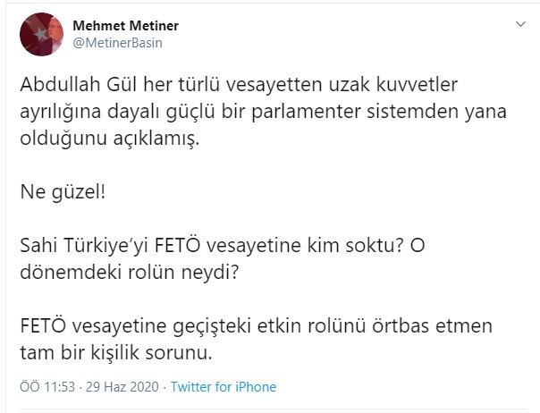 Metiner'den AKP'yi eleştiren Abdullah Gül'e FETÖ suçlaması - Resim : 1