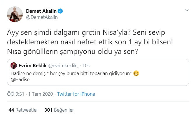 Demet Akalın'dan Nisa'nın elenmesine sevinen Survivor Evrim'e olay sözler - Resim : 1