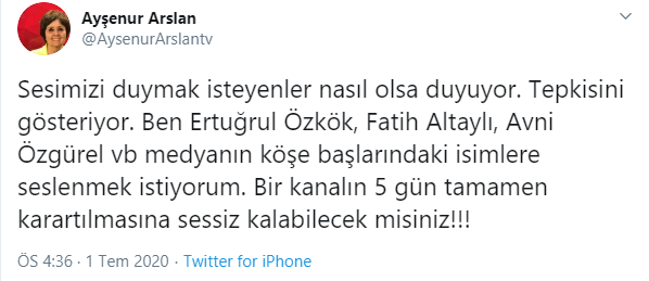 Ayşenur Arslan'dan Halk TV ve TELE1'e verilen cezalara tepki: Susan herkes vebal altında! - Resim : 2