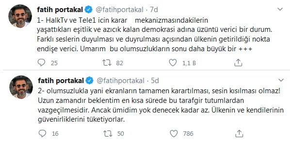 Fatih Portakal'dan Halk TV ve TELE 1 çıkışı: Ülkenin getirildiği nokta endişe verici - Resim : 1