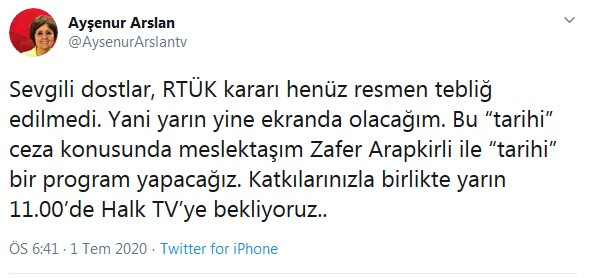 RTÜK'ün Halk TV'ye verdiği ceza ne zaman uygulanacak? Ayşenur Arslan'dan açıklama - Resim : 2
