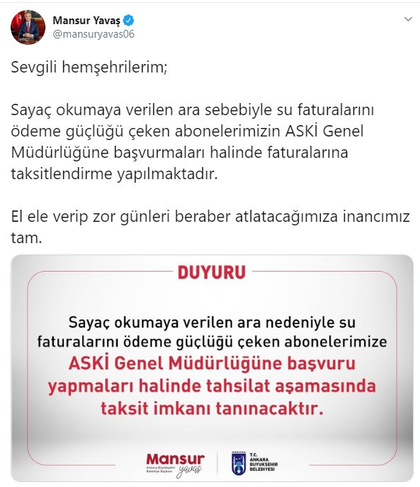 Mansur Yavaş'tan Ankaralılara müjde! Fatura düzenlemesi geldi - Resim : 1