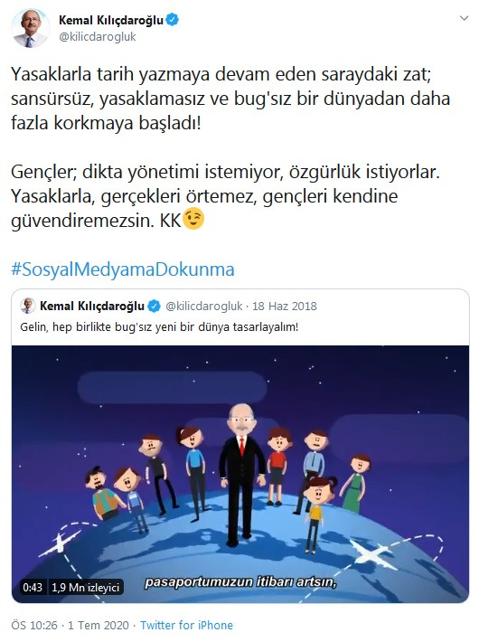 Kılıçdaroğlu'ndan Erdoğan'a 'sosyal medya' tepkisi: Korkmaya başladı - Resim : 1