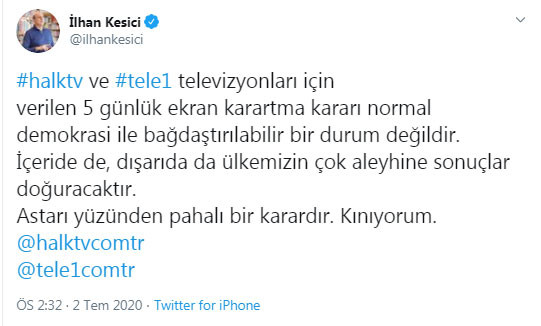 CHP'li Kesici'den RTÜK'ün ekran karartma kararına tepki - Resim : 1