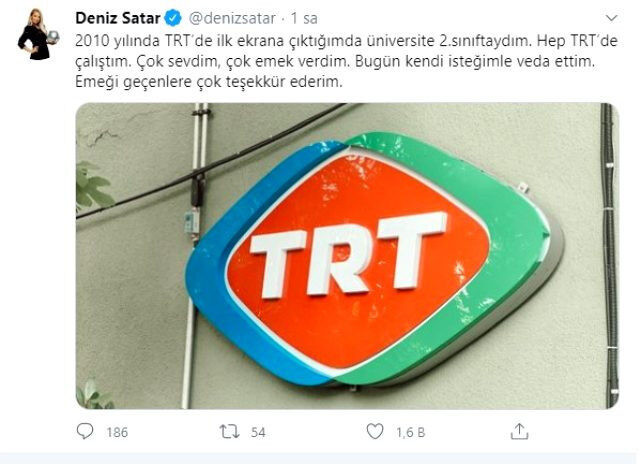 TRT Spor spikeri Deniz Satar istifa etti - Resim : 1