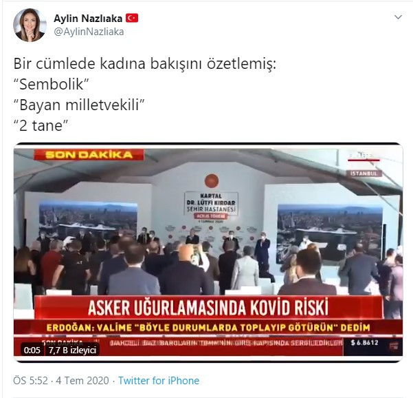 Erdoğan'ın 'Sembolik de olsa bayan' sözlerine tepki yağdı! - Resim : 1
