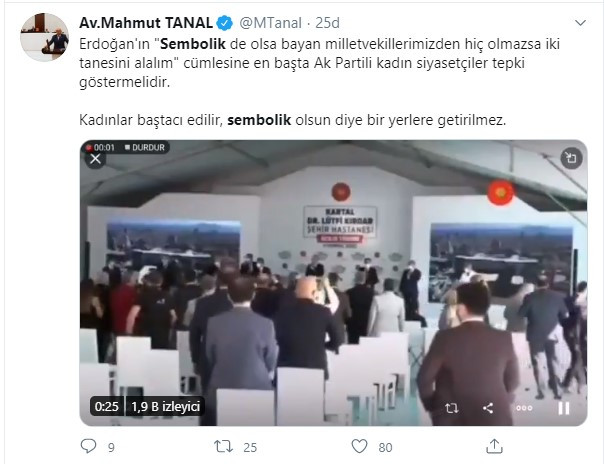 Erdoğan'ın 'Sembolik de olsa bayan' sözlerine tepki yağdı! - Resim : 2