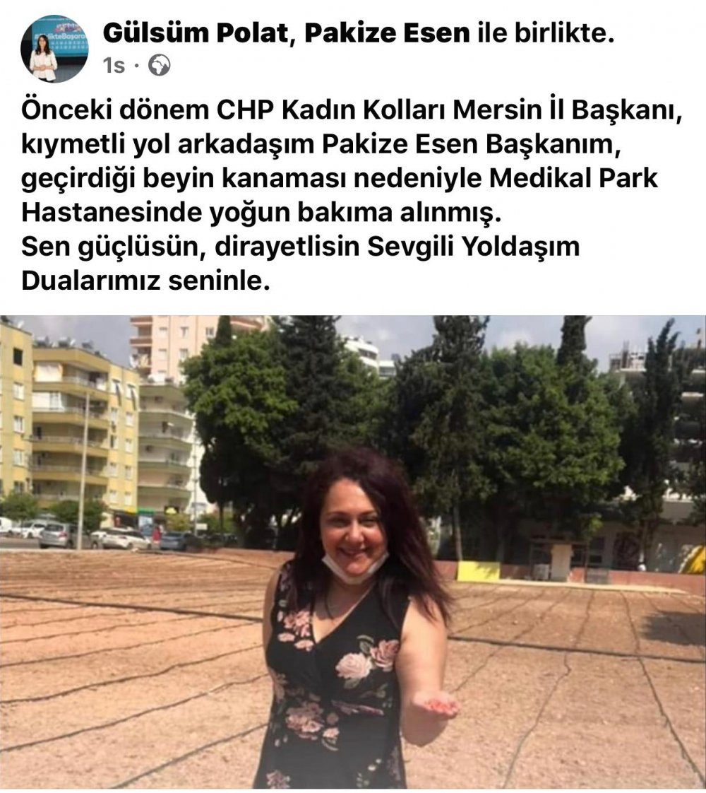 CHP'de önceki dönem Mersin İl Kadın Kolları Başkanı Pakize Esen hastaneye kaldırıldı - Resim : 1
