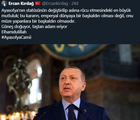 Ayasofya kararının ardından AKP'li isimden Atatürk ile ilgili skandal paylaşım - Resim : 1