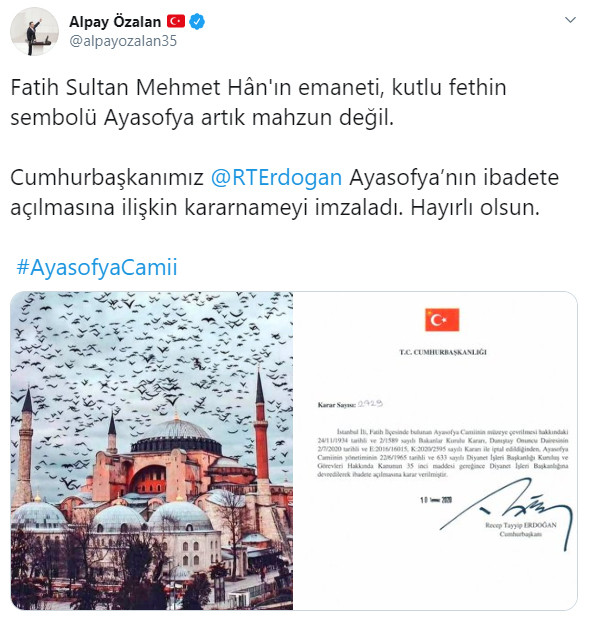 AKP'li Alpay Özalan: Kutlu fethin sembolü artık mahzun değil - Resim : 1