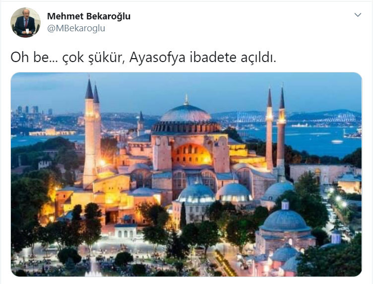 Mehmet Bekaroğlu: Oh be... çok şükür, Ayasofya ibadete açıldı - Resim : 1
