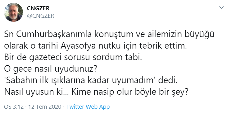 Erdoğan, Ayasofya kararını böyle anlattı: Sabahın ilk ışıklarına kadar uyumadım - Resim : 1