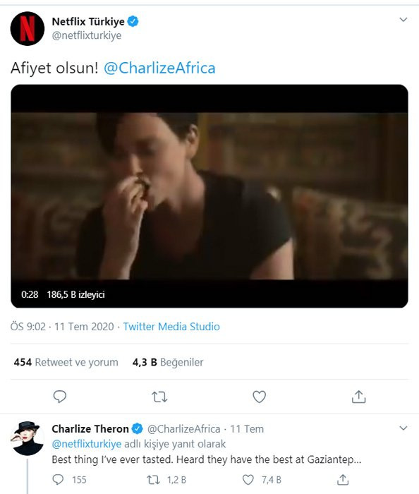 Charlize Theron ve Chrissy Teigen, Twitter’da Gaziantep baklavasını övdü - Resim : 2