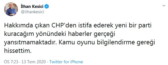 CHP'li İlhan Kesici hakkındaki istifa iddialarına noktayı koydu - Resim : 1